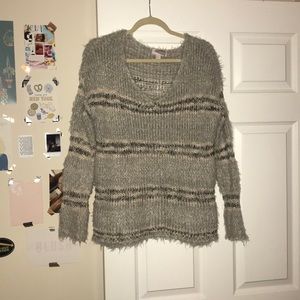 Fuzzy striped sweater